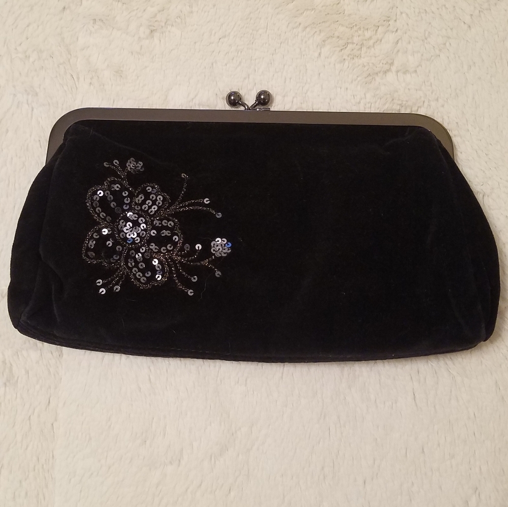 Express Black Velvet Clutch